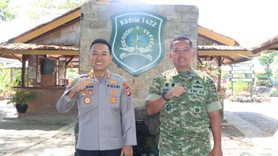Silaturahmi ke Kodim 1422 Maros, Kapolres Maros Perkuat Sinergitas dan Soliditas TNI-Polri